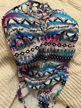 Swimsuits For All Multicolor Braided Halter One-Piece